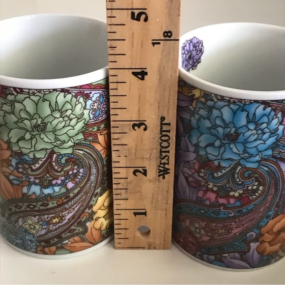 Set of 2 Fine Porcelain Paisley Floral Design Coffee Mugs By Tabletops Unlimited - Picture 15 of 16